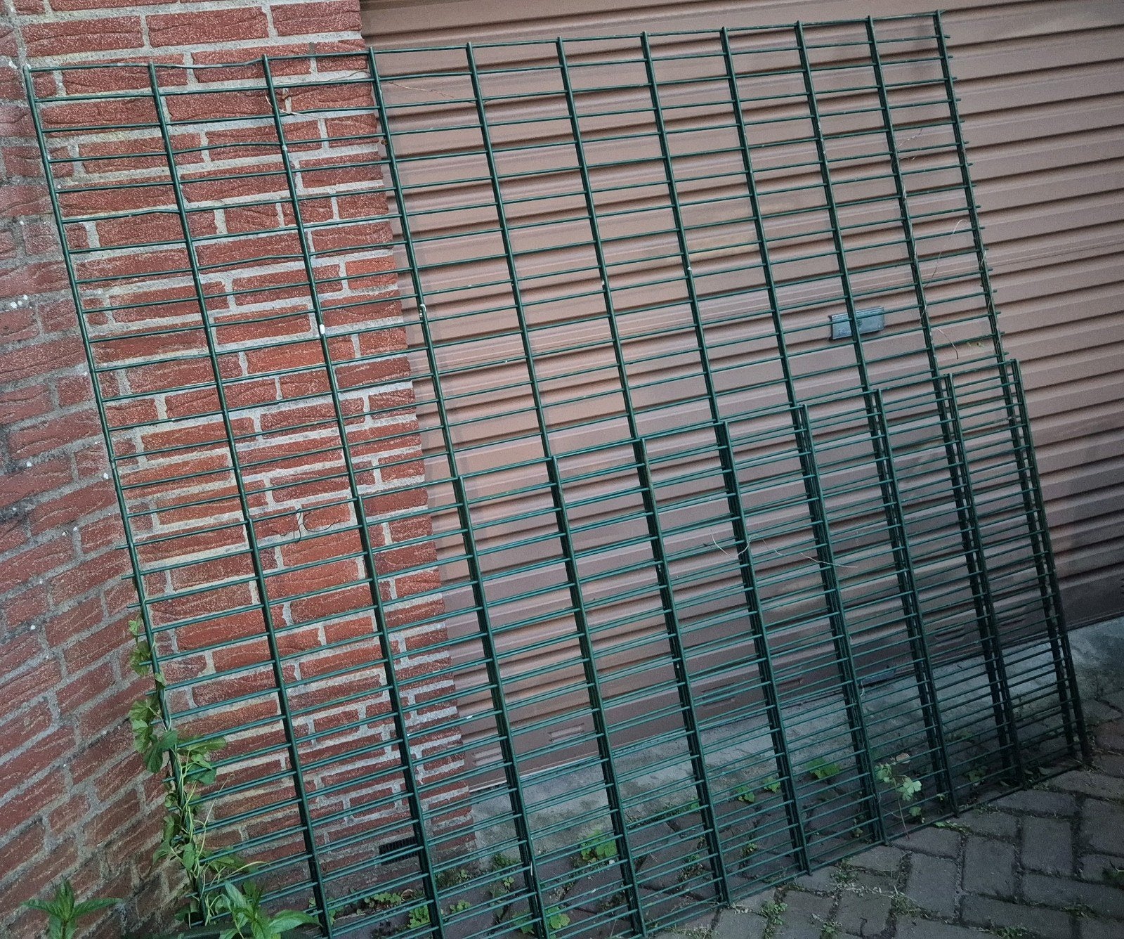 2 stuks Ijzeren hekwerk dubbelstaafmat, groen, Tuin en Terras, Gaas en Draad, Ophalen, Raster, Gebruikt, Minder dan 10 meter