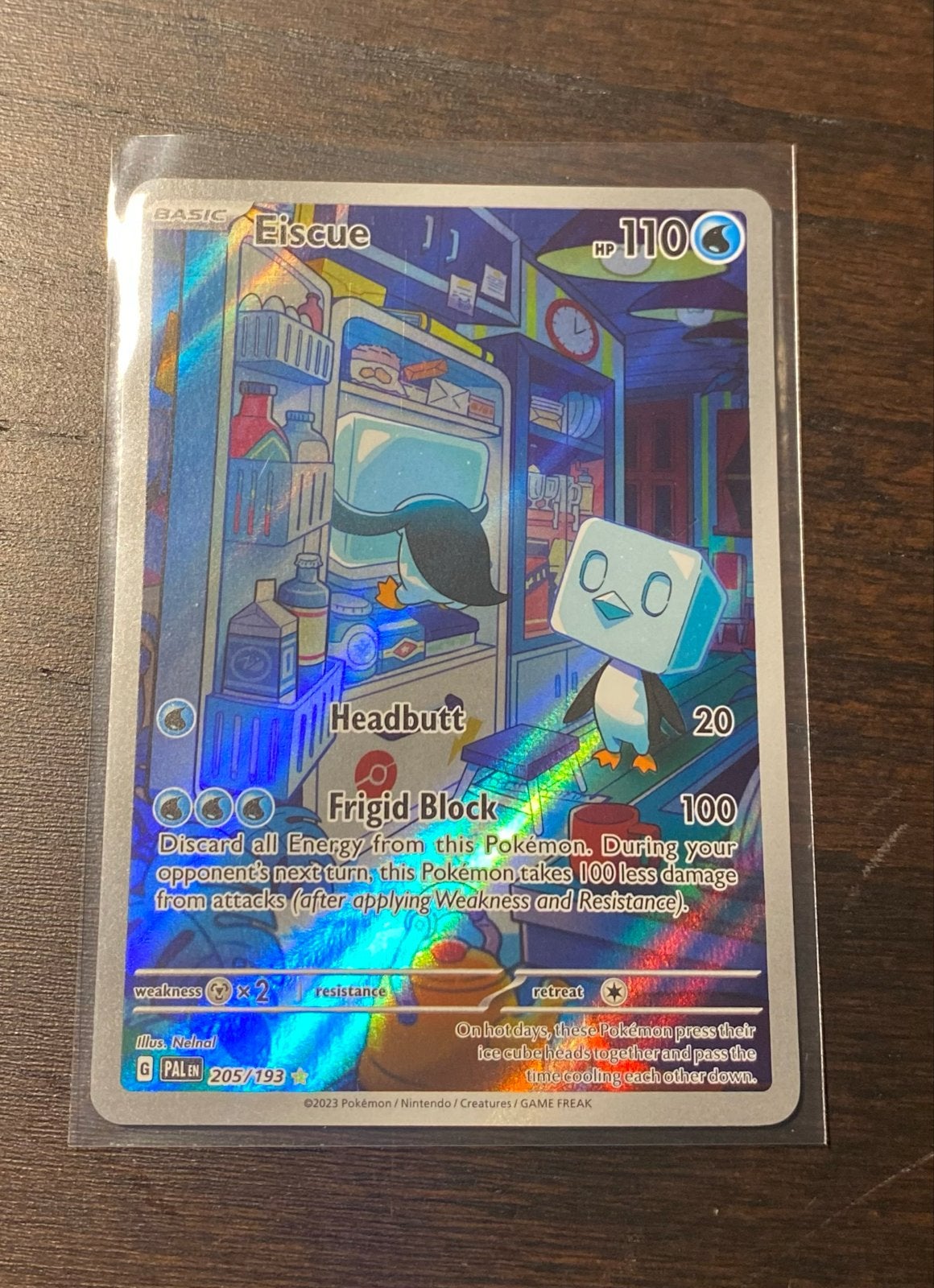 Eiscue Pokémonkaart 205/193 - Scarlet & Violet Paldea Evolve, Ophalen of Verzenden, Zo goed als nieuw, Losse kaart, Foil
