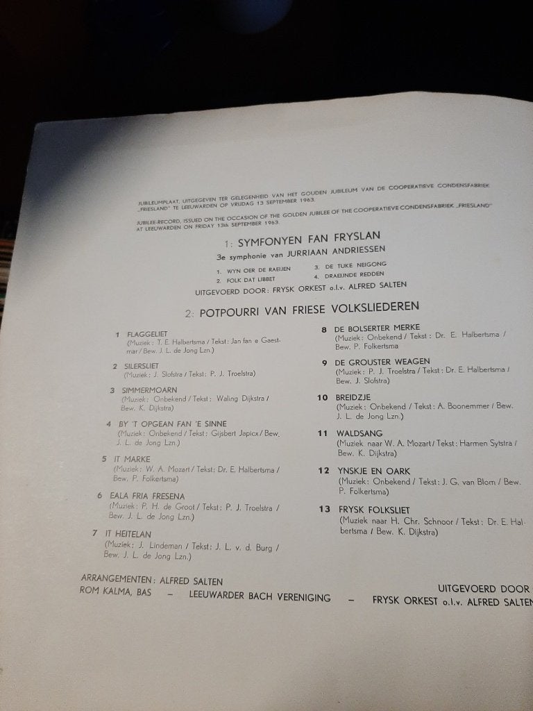 Symfonyen Fan Fryslan (Jur Andriessen) Zeldz 1963 vinyl LP, Ophalen, Gebruikt, Overige formaten, Overige typen