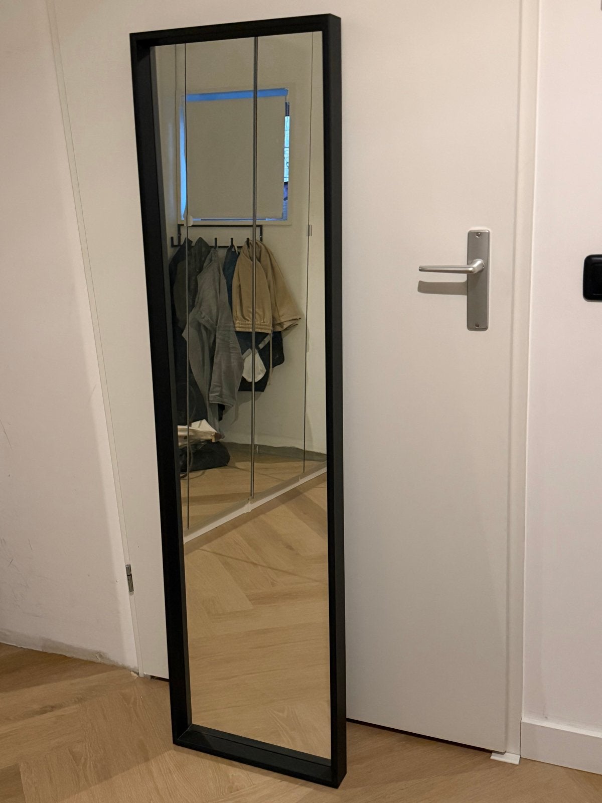 IKEA Nissedal spiegel zwart 40x150 cm, Ophalen, Minder dan 50 cm, 100 tot 150 cm, Zo goed als nieuw