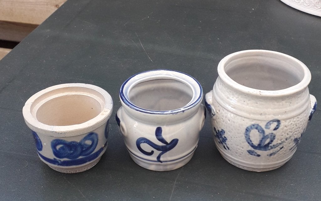 kleine verzameling van kleine 3 zoutvaatjes / zoutpotjes, Antiek en Kunst, Curiosa en Brocante, Ophalen of Verzenden