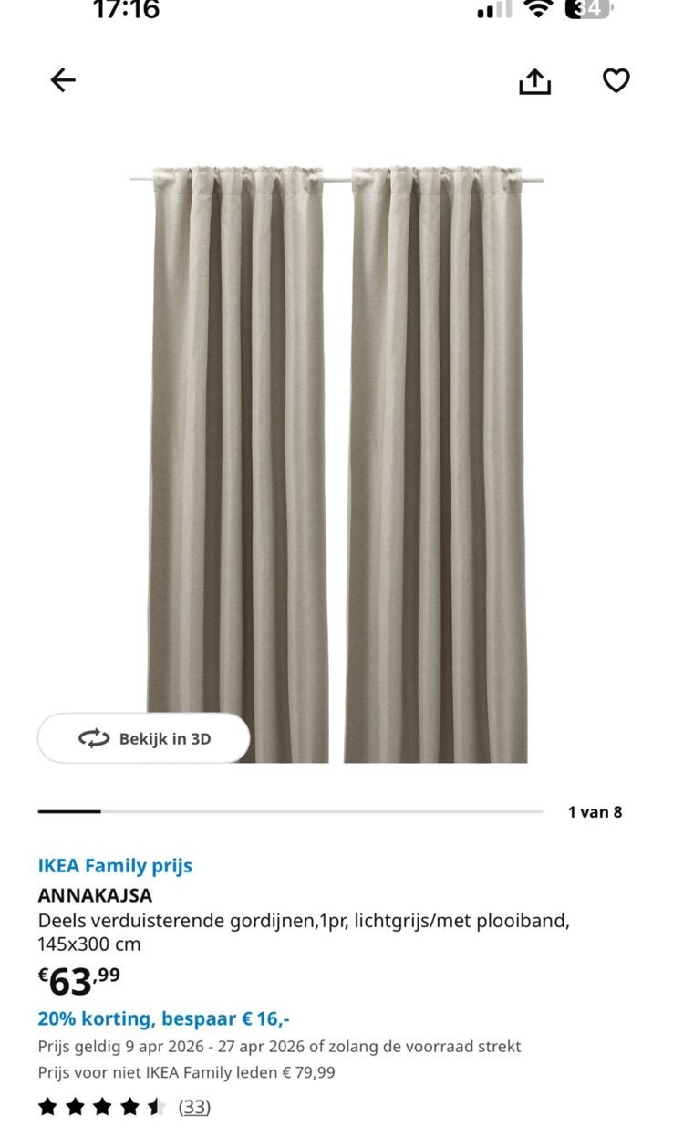 Annakajsa Ikea gordijnen lichtgrijs, Huis en Inrichting, Stoffering | Gordijnen en Lamellen, Ophalen, Zo goed als nieuw, 100 tot 150 cm