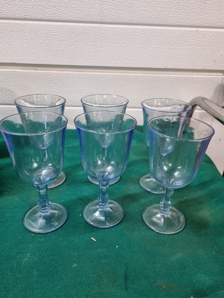 wijnglazen blauw glas vintage 6 stuks, Ophalen of Verzenden, 'T Olde Gre-j, Info@toldegrej.nl, Endepoelstraat 20f Didam