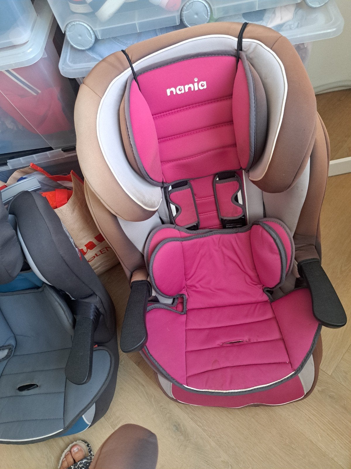 Nania I-Max autostoel roze en blauw (ook met Isofix), Kinderen en Baby's, Gebruikt, 15 t/m 36 kg, Isofix, Ophalen
