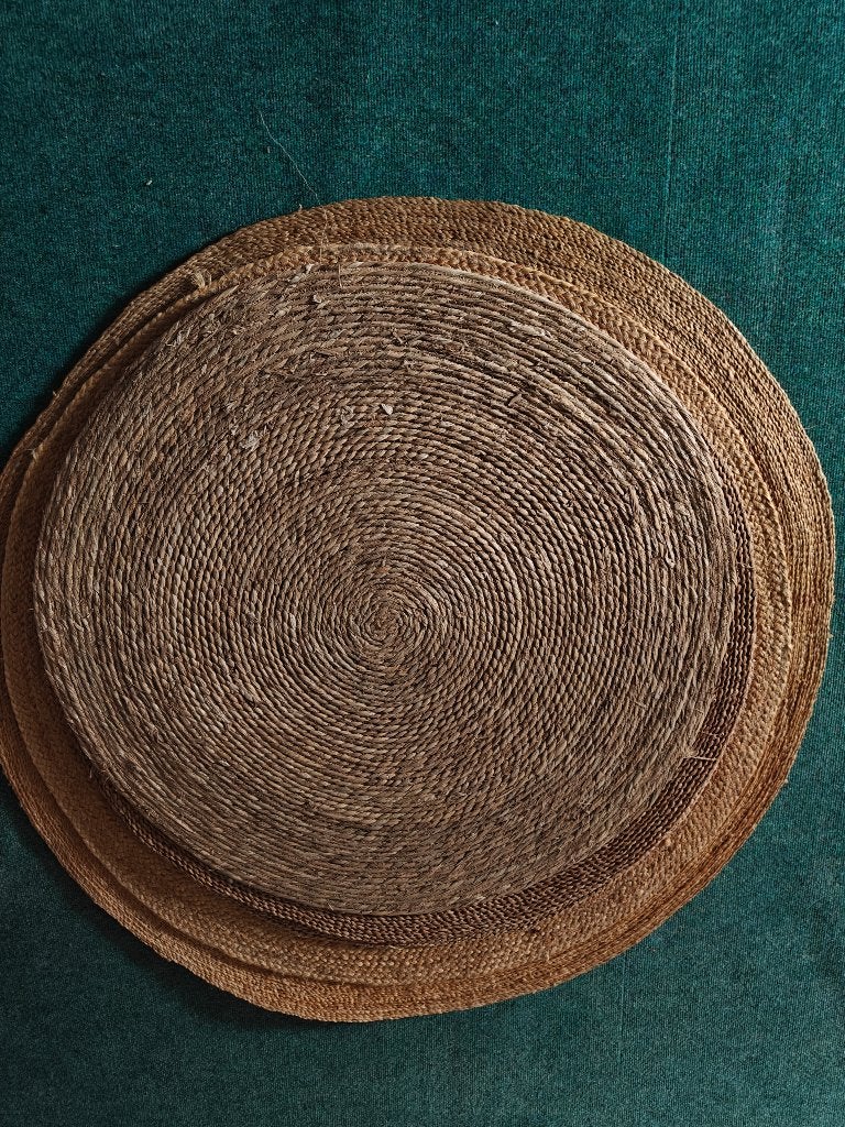 5 Jute rieten matten rond vloerkleed, Huis en Inrichting, Stoffering | Tapijten en Kleden, Ophalen, 50 tot 100 cm, Beige, Rond