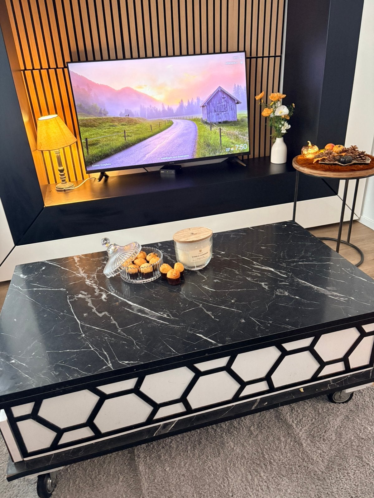 Salon tafel uitklapbaar met wieltjes, Ophalen, 100 tot 150 cm, 50 tot 100 cm, Zo goed als nieuw