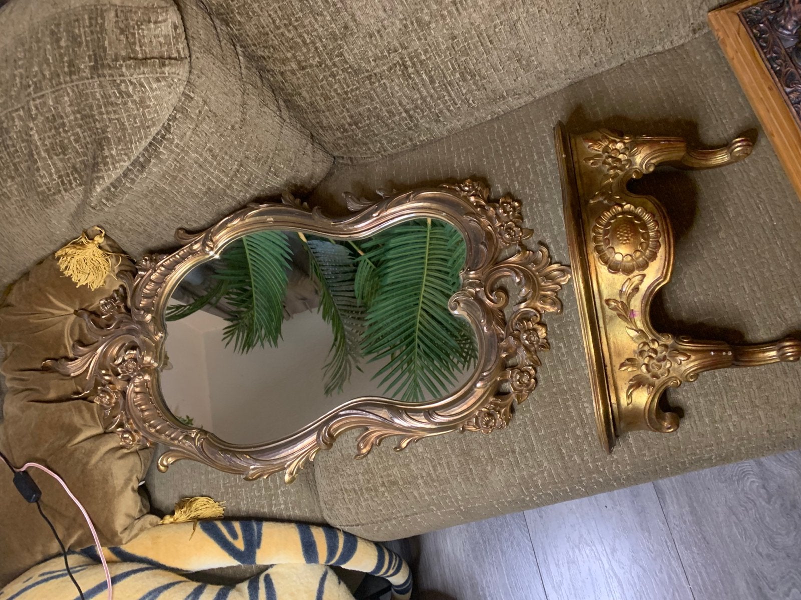 Gouden Barok Spiegel met Bijpassende Plank wandconsole, Minder dan 50 cm, Ophalen of Verzenden, Zo goed als nieuw, Minder dan 100 cm