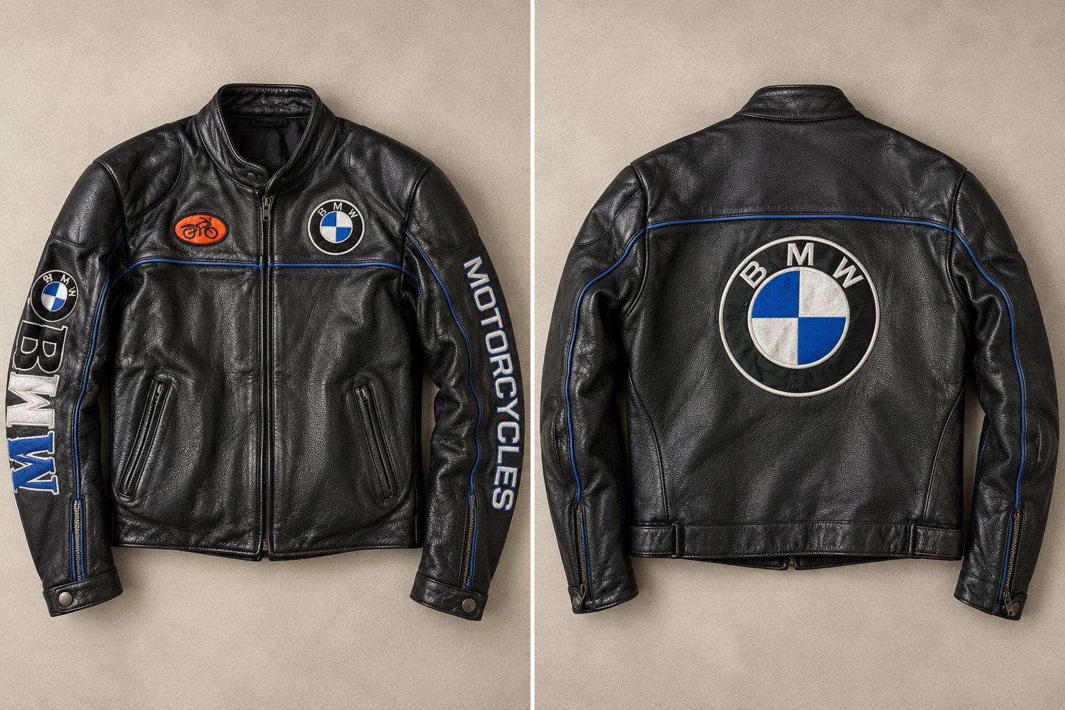 BMW Motorjas | Zwart Leren Motorjas S/M met BMW Logo, Ophalen of Verzenden, Tweedehands, Heren, Jas | leer