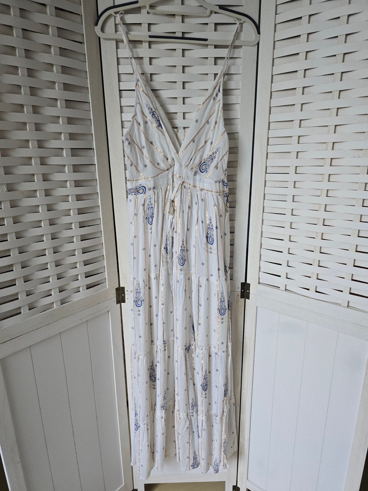 Nieuw ibiza jurk wit blauw goud 38 40 42 44, Blauw, Maat 42/44 (L), Nieuw, Ophalen of Verzenden