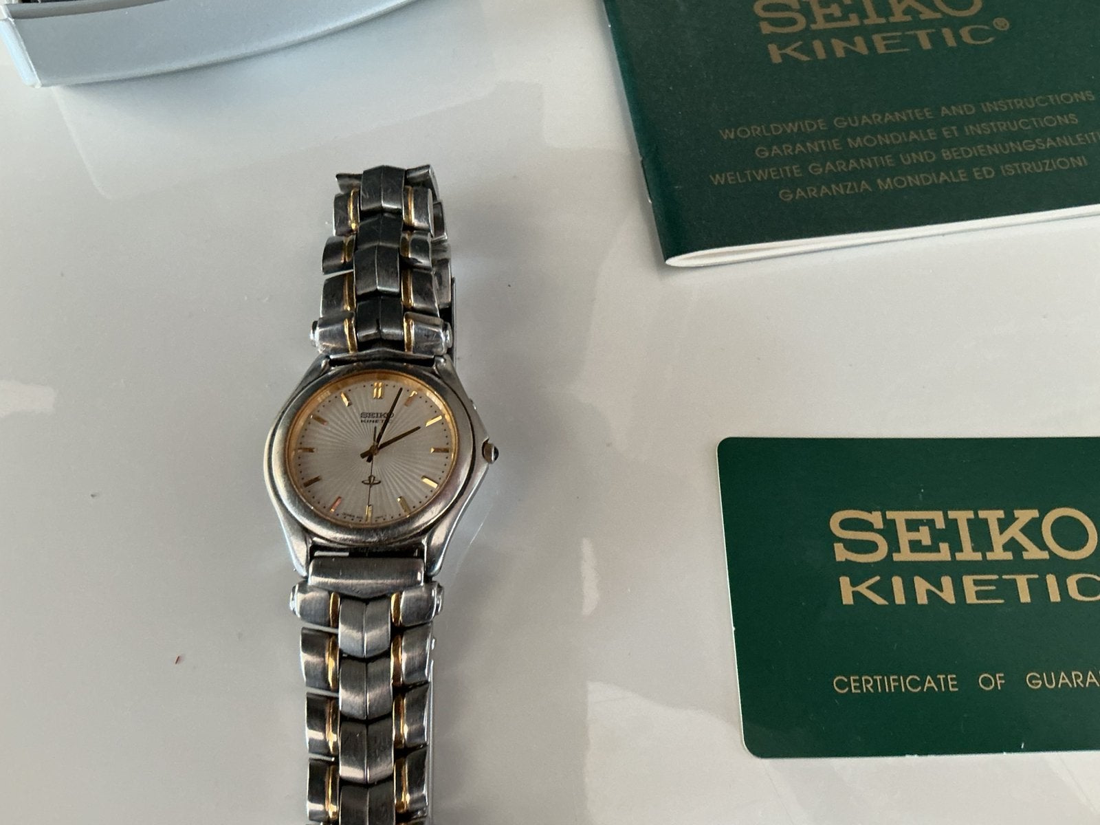 Seiko kinetic - vintage horloge - full set met certificaat, Ophalen of Verzenden, Zo goed als nieuw, Staal, Seiko