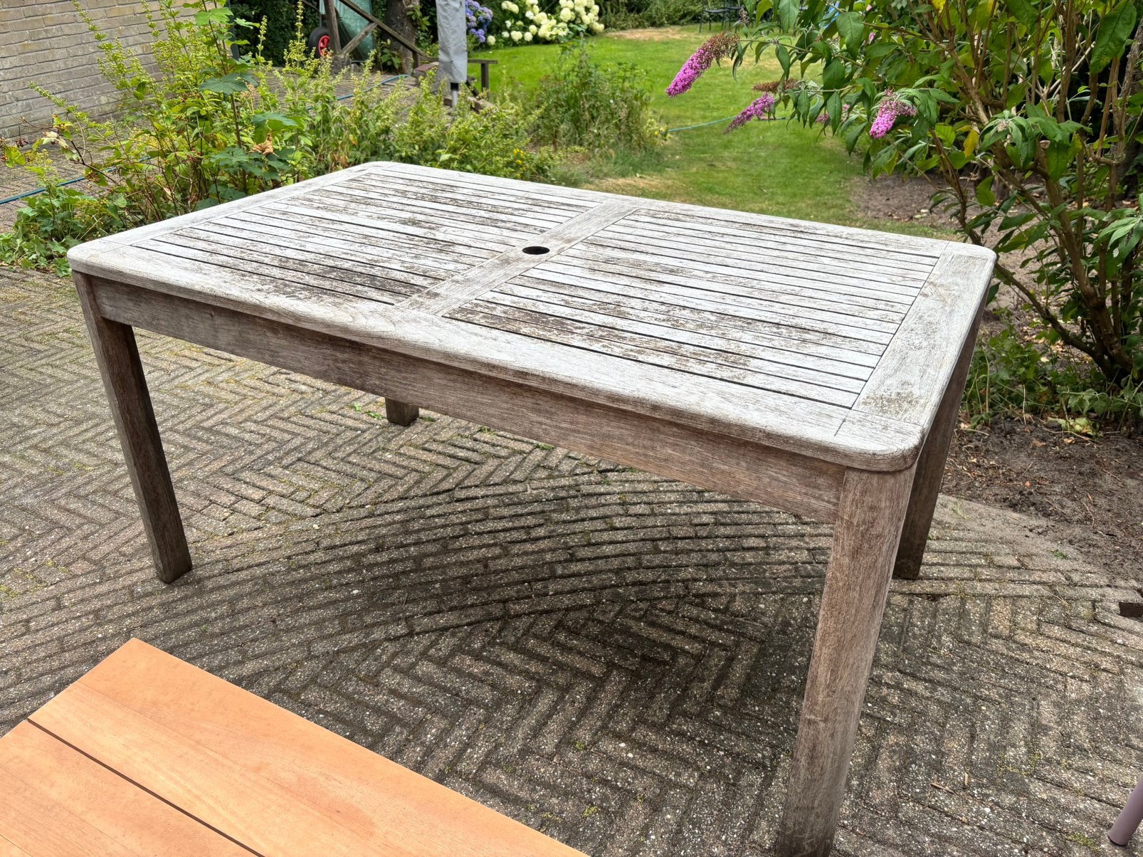 Teakhouten tuintafel / eettafel voor in de tuin, Ophalen, Zo goed als nieuw, Rechthoekig, Teakhout