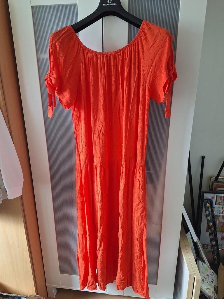 Zgan oranje jurk 42/44 crème de la crème, Kleding | Dames, Jurken, Maat 42/44 (L), Oranje, Ophalen of Verzenden, Zo goed als nieuw