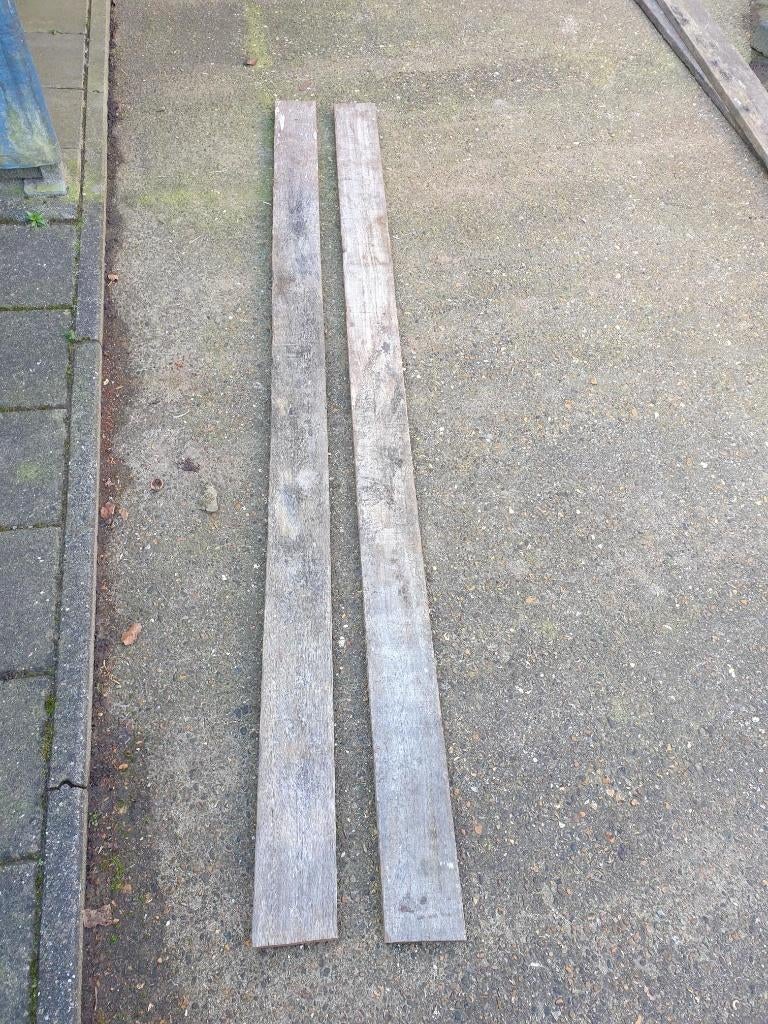 Hardhouten planken 220cmlang 2,8cm dik  en12cm breed, Doe-het-zelf en Verbouw, Hout en Planken, Ophalen, Gebruikt, 25 tot 50 mm