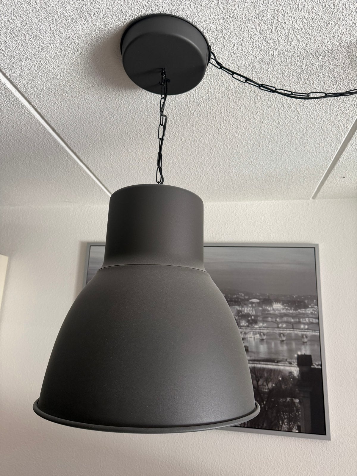 2x IKEA Hektar hanglampen - Donkergrijs, Ophalen, Zo goed als nieuw, Metaal, E27 (groot)
