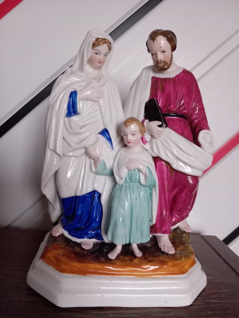 Antiek porseleinen beeldje Heilige Familie merk S&S 19 eeuw, Ophalen