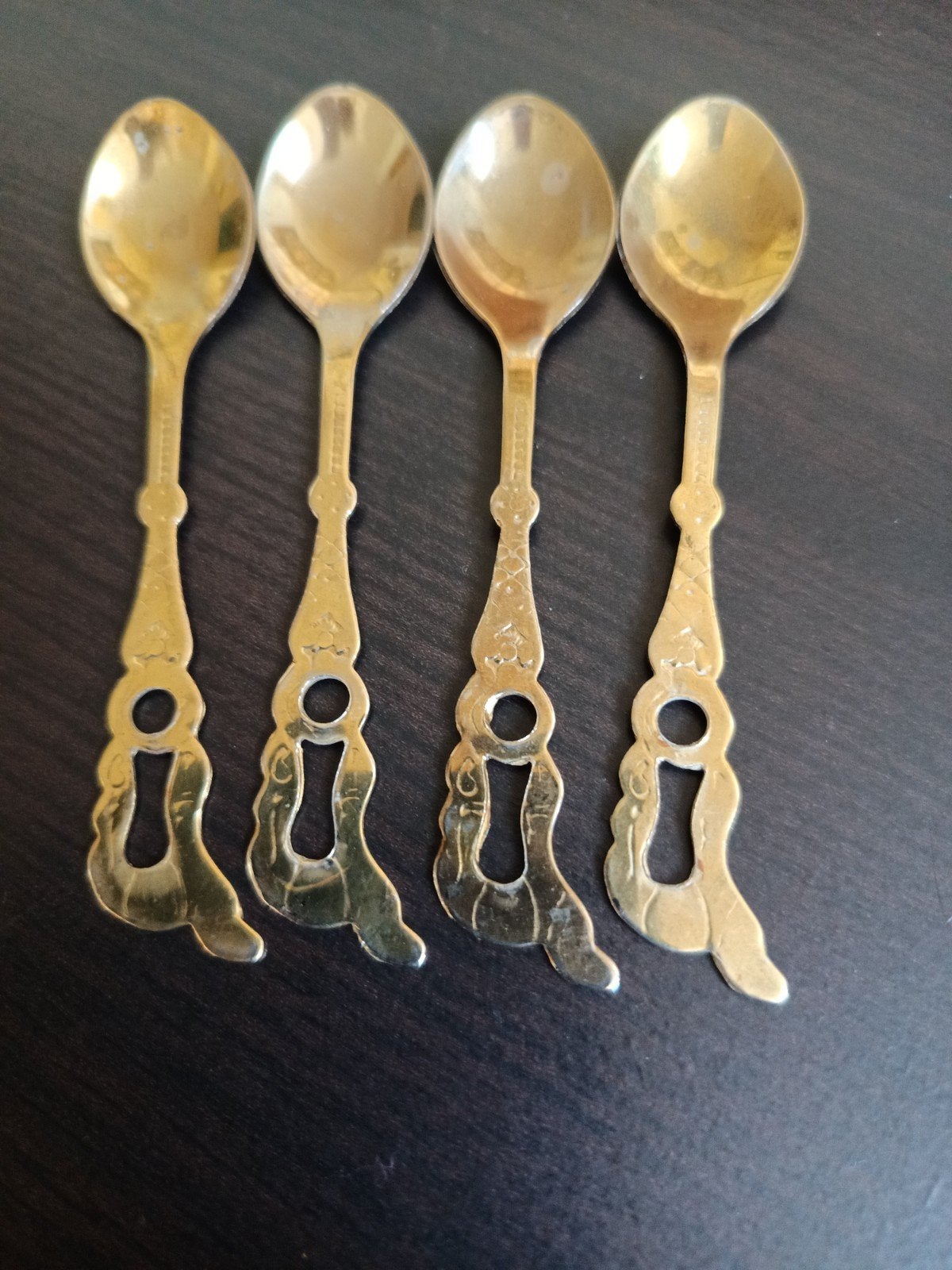 Set van 4 decoratieve gouden lepeltjes, Ophalen of Verzenden