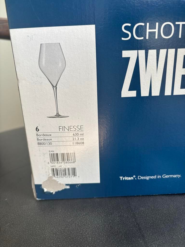 Schott Zwiesel Finesse Bordeaux glazen - 6 stuks nieuw, Ophalen, Nieuw, Glas, Overige merken