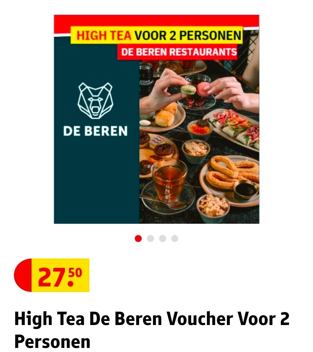High Tea de Beren 2 personen voucher actie, Twee personen, Cadeaubon, Arrangement, Overige typen