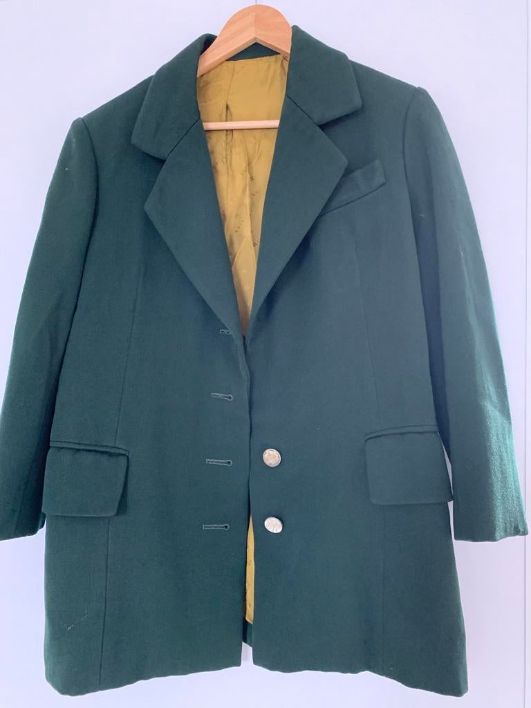 Vintage Celine Groene Wollen Jas - Maat M, Kleding | Dames, Ophalen of Verzenden, Zo goed als nieuw, Maat 38/40 (M), Groen