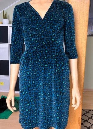 Maat M of 38 King Louie velours jurk retro vintage, Kleding | Dames, Maat 38/40 (M), Blauw, Ophalen of Verzenden, Zo goed als nieuw