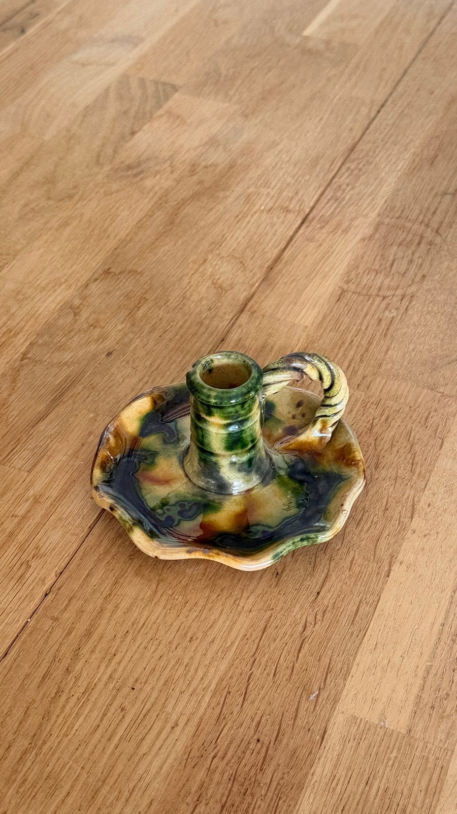 Vintage Vallauris keramieken kandelaar – J. Calvas, Antiek en Kunst, Antiek | Schalen, Ophalen of Verzenden