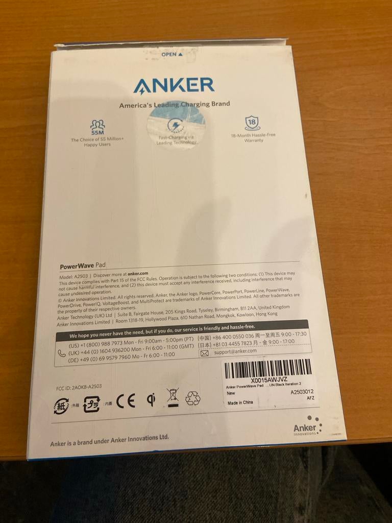 Anker PowerWave Pad Draadloze Oplader A2503 Zwart, Ophalen of Verzenden, Zo goed als nieuw
