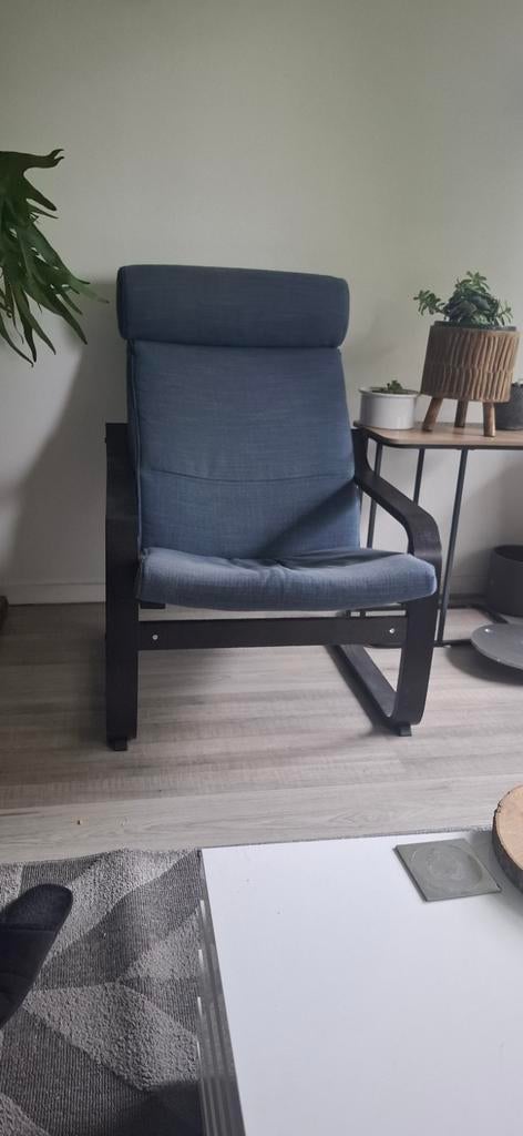 POÄNG
Fauteuil, zwartbruin/Hillared donkerblauw, Ophalen, Blauw, Stof, Eén
