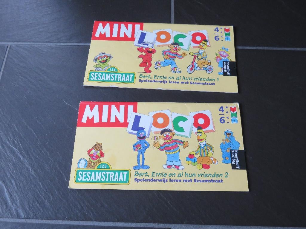 Mini loco boekjes Sesamstraat deel 1 en 2, 4-6 jaar., Kinderen en Baby's, Ophalen of Verzenden, Gebruikt, Puzzelen