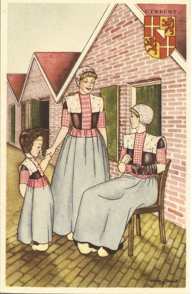 illustrator Henny L.Oswald-serie Utrecht-3dames-Klederdracht, Ophalen of Verzenden, 1960 tot 1980, Ongelopen, Klederdracht