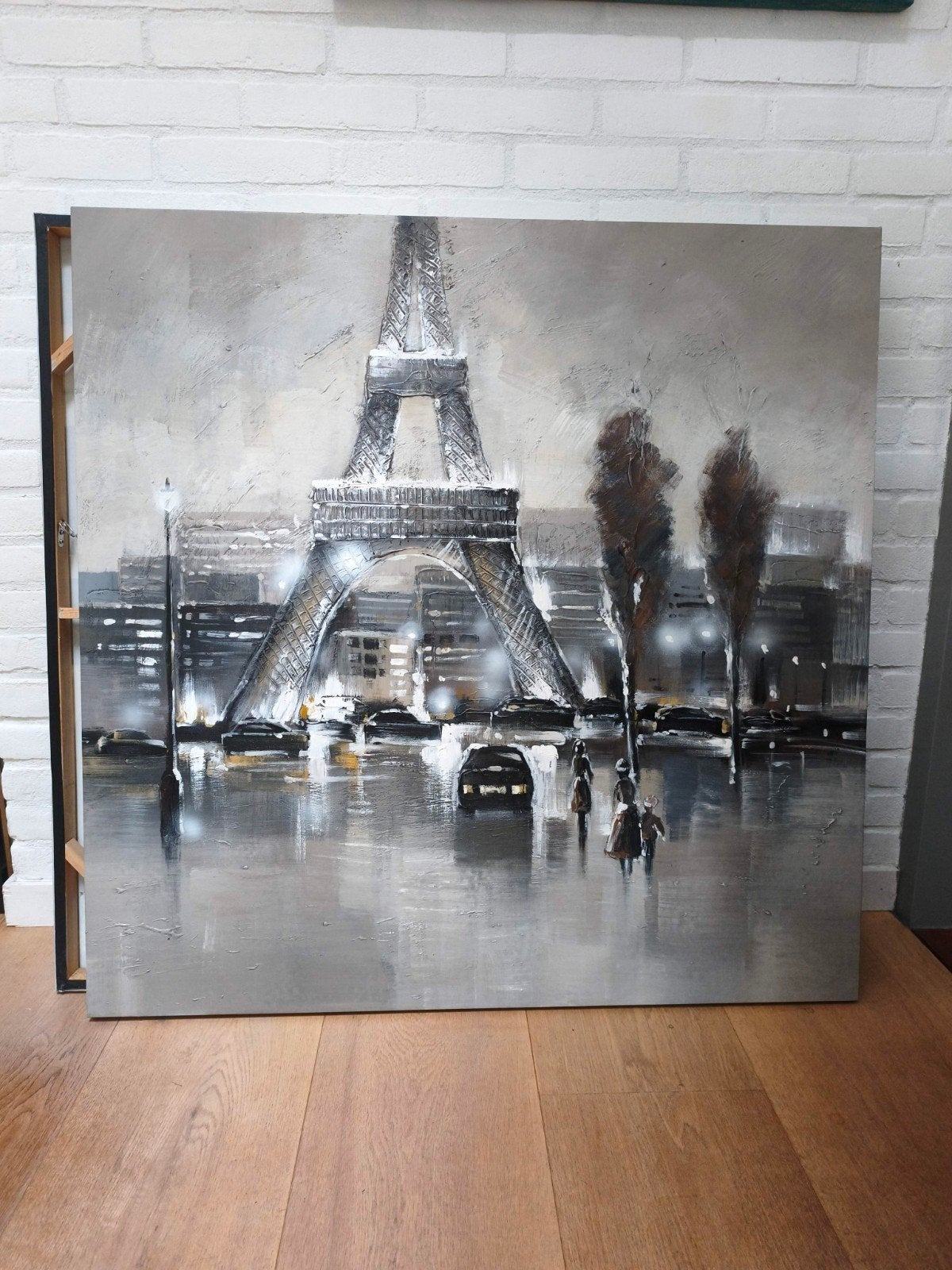 Schilderij Eiffeltoren Parijs - Stadsgezicht Olieverf, Antiek en Kunst, Ophalen, Olieverf, Stads- / dorpsgezicht, Doek