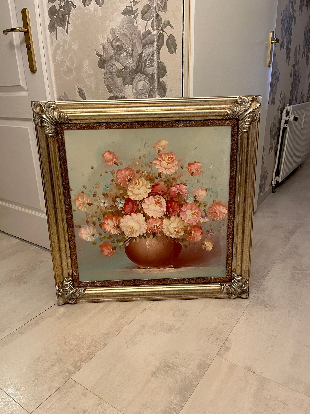 Prachtige groot olieverf bloemen schilderij, Antiek en Kunst, Kunst | Schilderijen | Klassiek, Ophalen