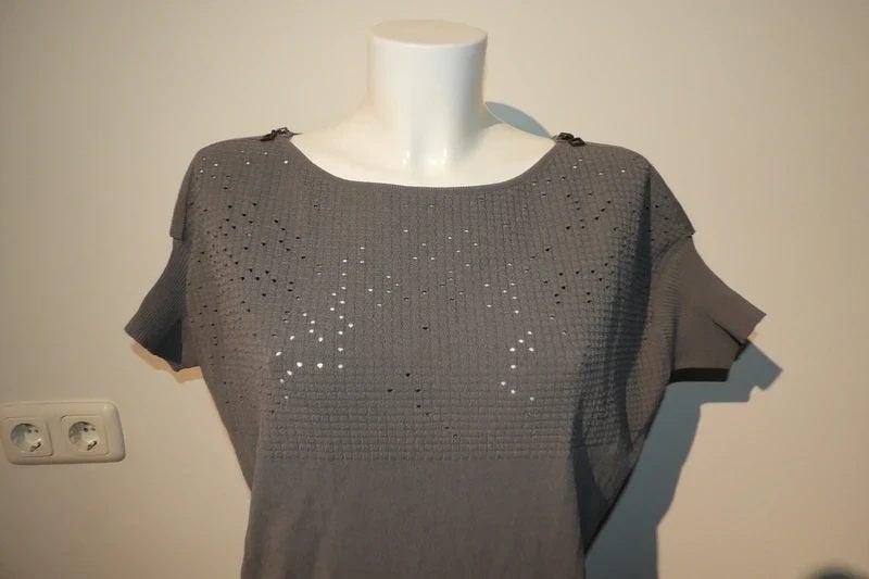 Sarah Pacini grijze stretch trui tuniek ritsen schouder One, Maat 38/40 (M), Verzenden, Sarah Pacini, Zo goed als nieuw
