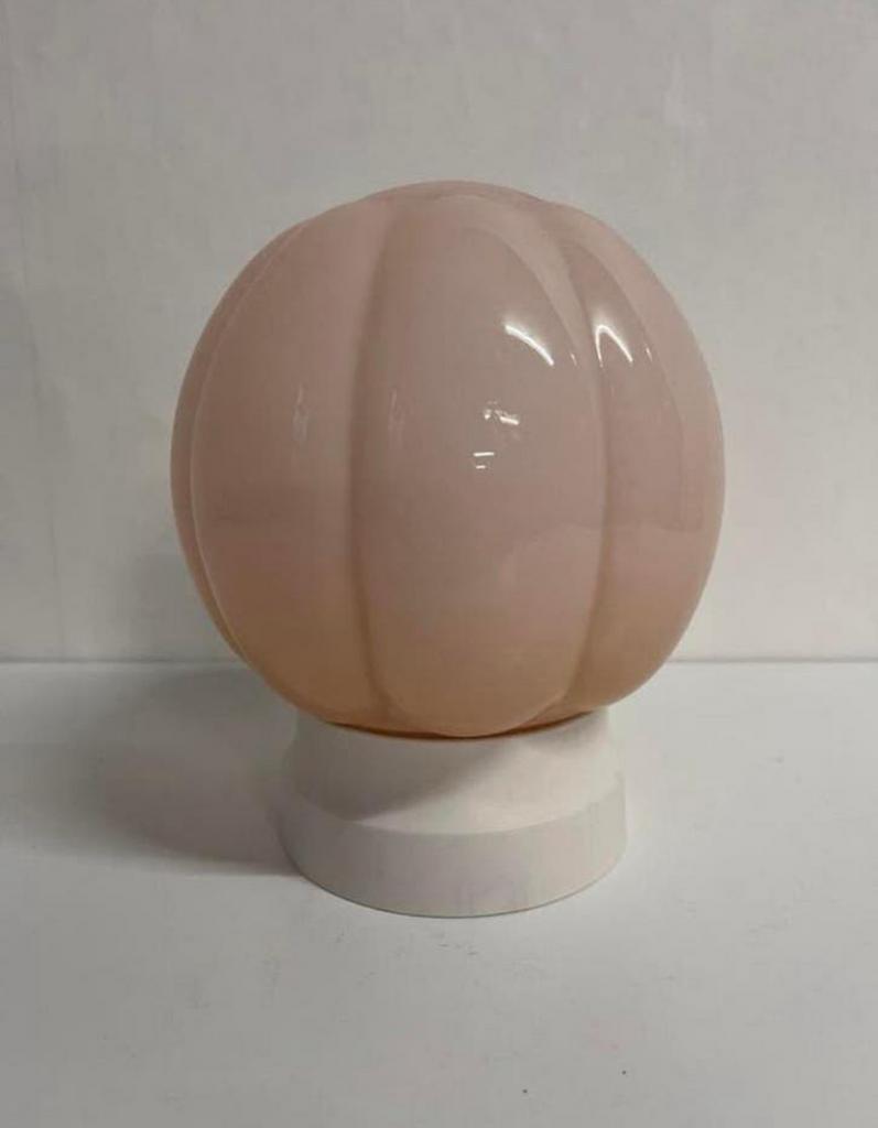 Vintage Art deco lamp Thabur roze plafondlamp model Pompoen, Ophalen of Verzenden, Zo goed als nieuw, Glas