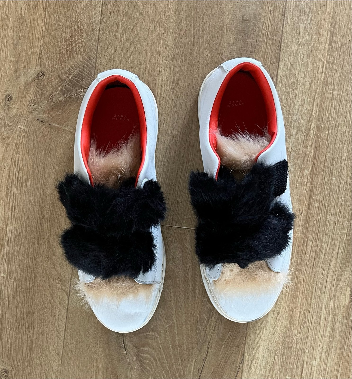 Zara Woman Sneakers met Bont - Maat 36, Wit, Ophalen of Verzenden, Sneakers of Gympen, Zo goed als nieuw