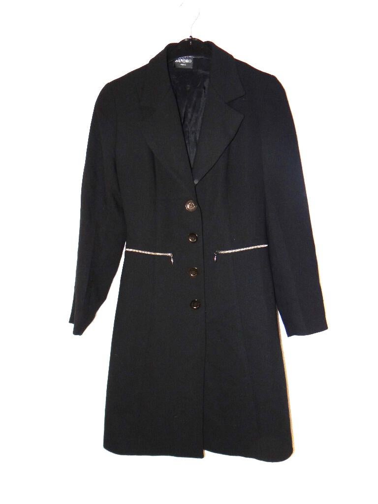 Mooie zwart SANDRO PARIS jas, Kleding | Dames, Jasjes, Kostuums en Pakken, Gedragen, Jasje, Maat 36 (S), Zwart, Ophalen