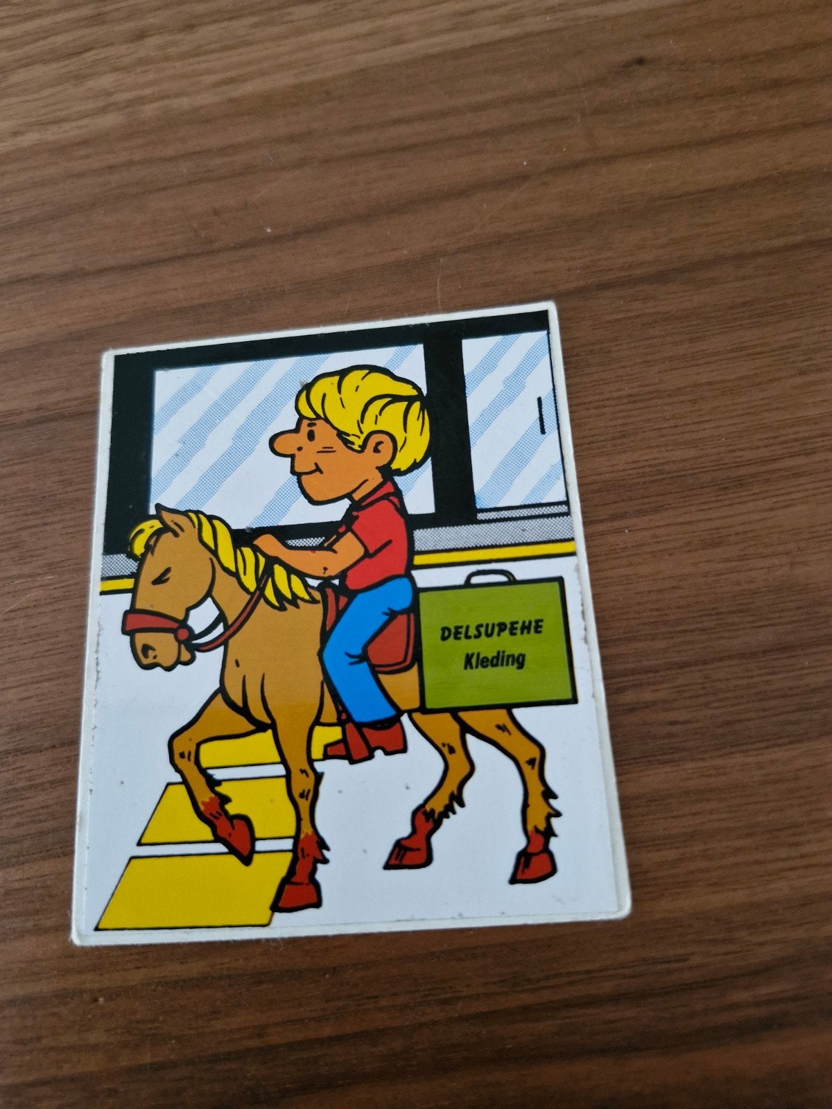 10824 Vintage sticker: Jongen op paard - Delsupehe Kleding, Ophalen of Verzenden, Gebruikt, Overige typen