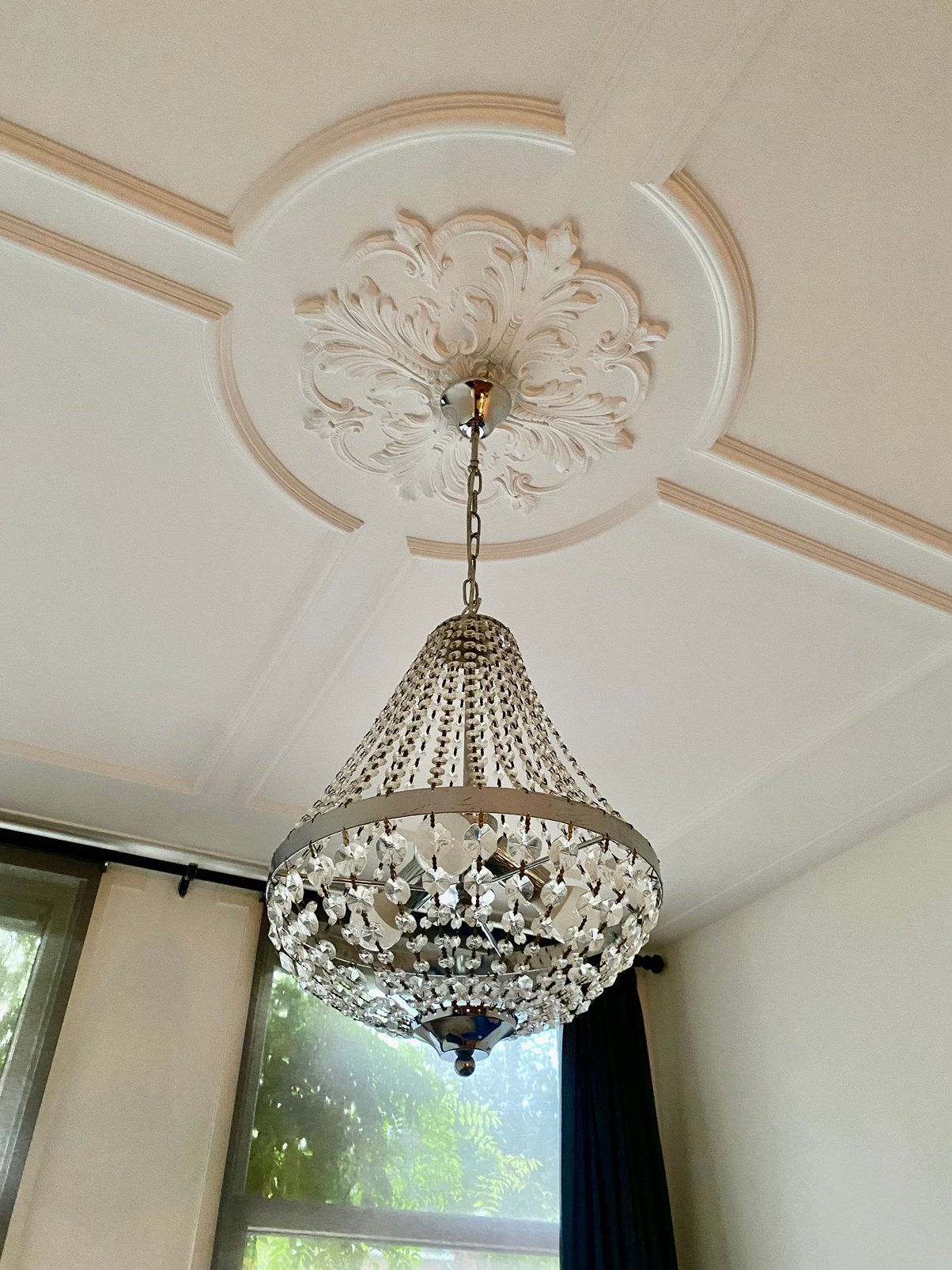 Kristallen kroonluchter of hanglamp, Huis en Inrichting, Ophalen of Verzenden, Zo goed als nieuw, Metaal
