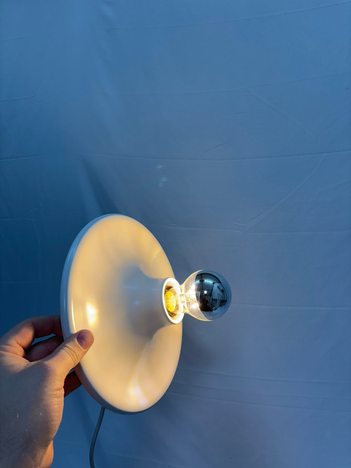 Vintage discus schotel wandlamp Targetti Sankey Italië, Ophalen of Verzenden, Gebruikt