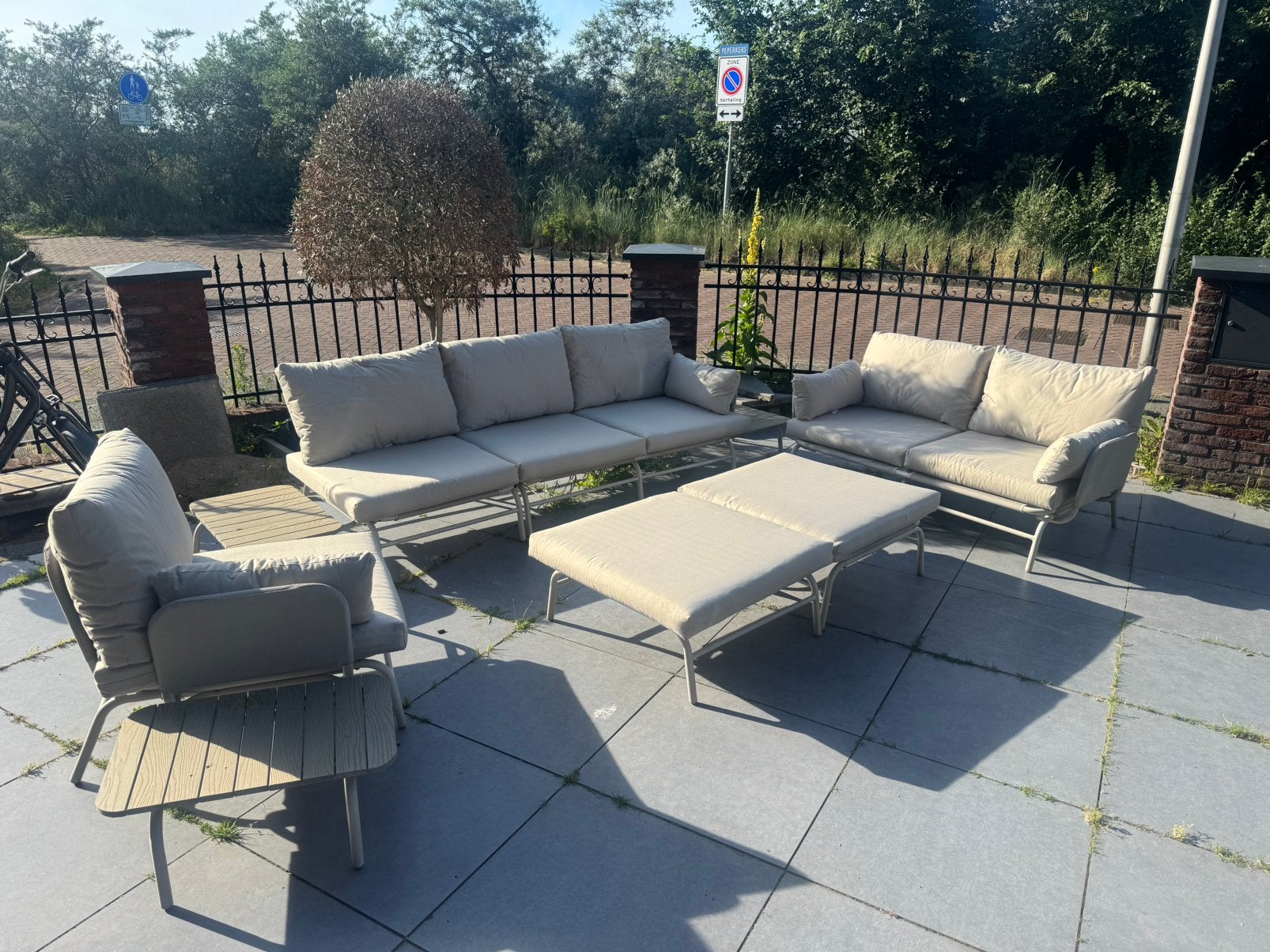 Grote loungeset beige, Ophalen, Zo goed als nieuw, Bank