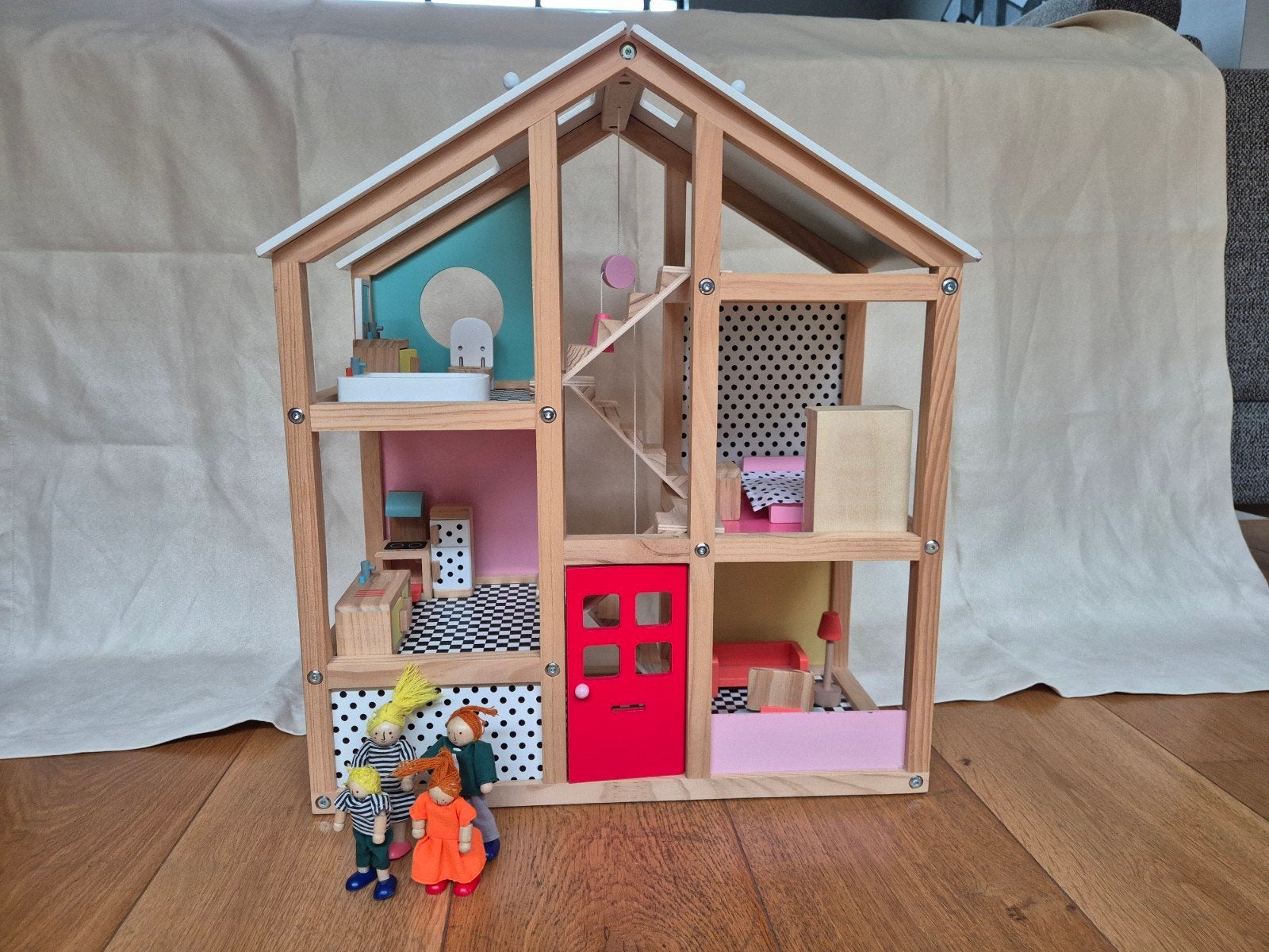 Mooi HEMA houten poppenhuis | compleet | incl. meubels & pop, Kinderen en Baby's, Ophalen, Gebruikt, Poppenhuis