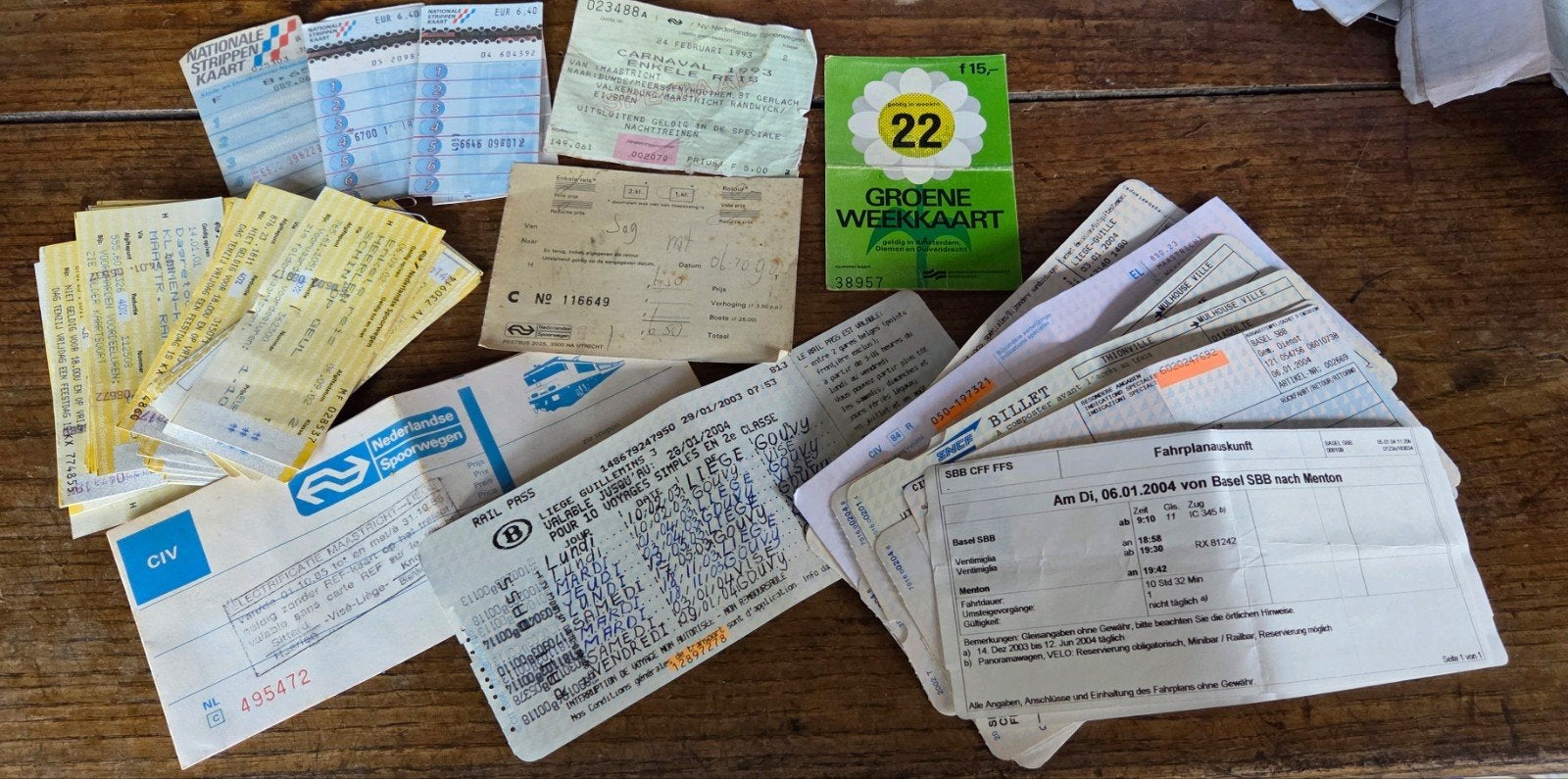 Verzameling oude treinkaartjes en vervoersbewijzen, Ophalen of Verzenden, Gebruikt, Trein, Kaart of Prent