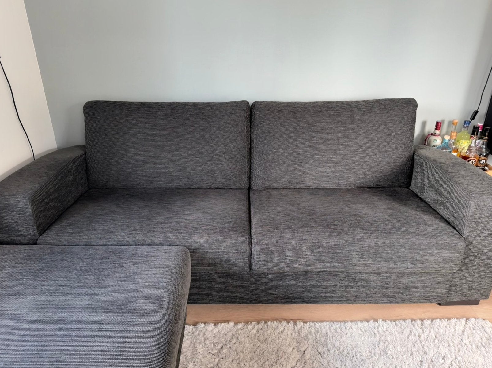 Bank + hocker, Huis en Inrichting, Banken | Complete zithoeken, Gebruikt, Ophalen