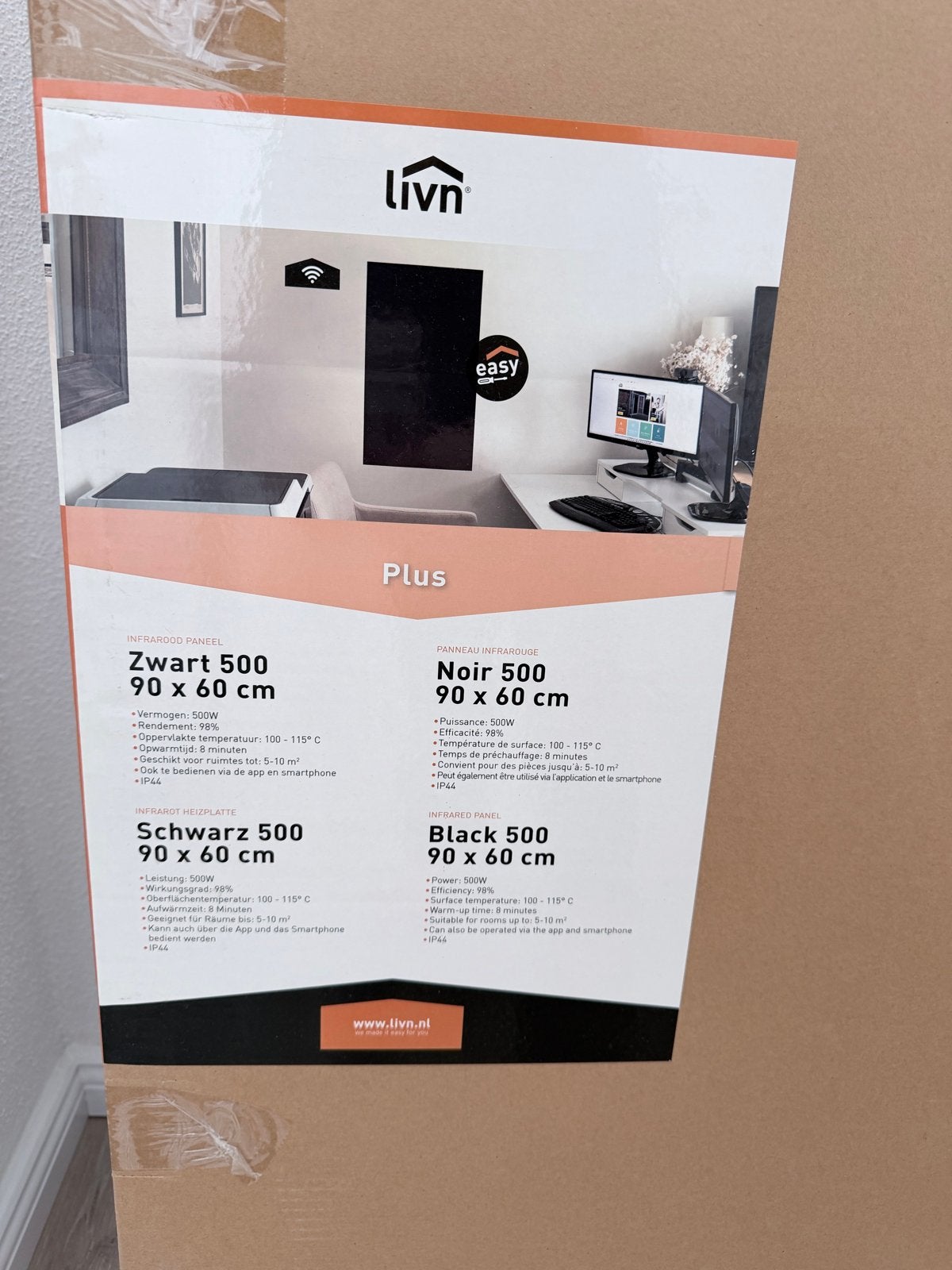 NIEUW LIVN Infrarood Verwarming 500W 90x60cm + Voetenset, 500 tot 800 watt, Overige typen, Nieuw, Ophalen of Verzenden