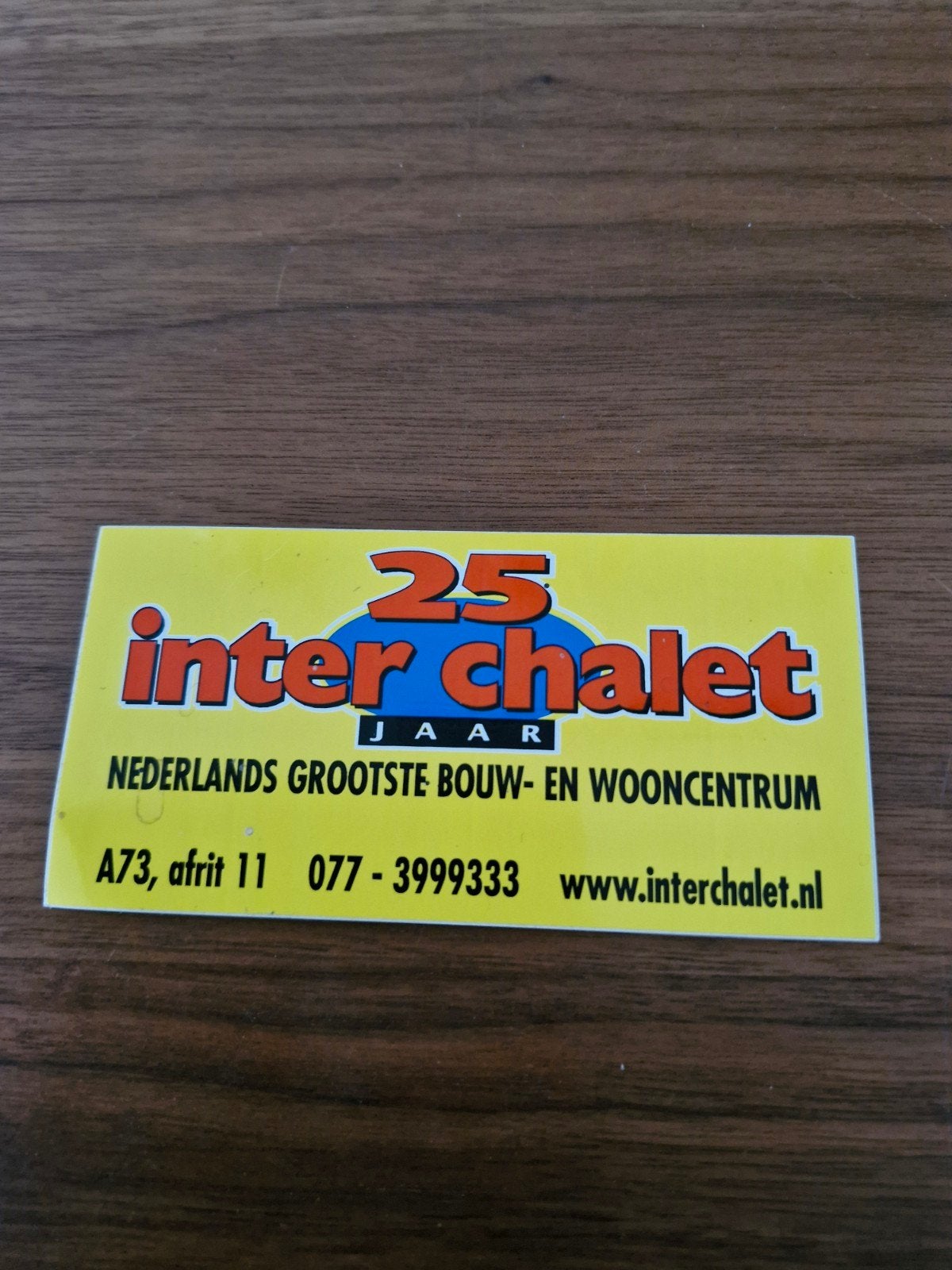 9594 Inter Chalet 25 Jaar Sticker - Bouw- en Wooncentrum, Ophalen of Verzenden, Gebruikt