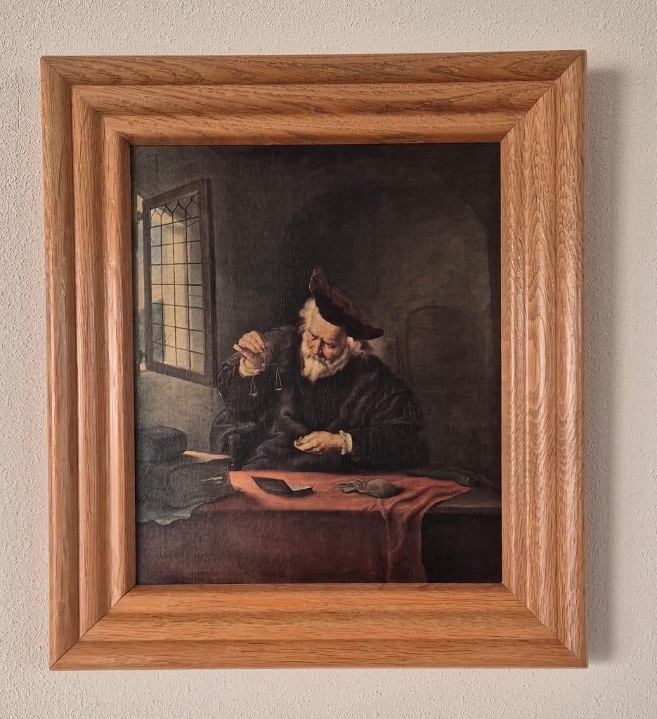 Reproductie van De Goudweger, eikenhouten lijst, Ophalen, Minder dan 50 cm, Gebruikt, Minder dan 50 cm