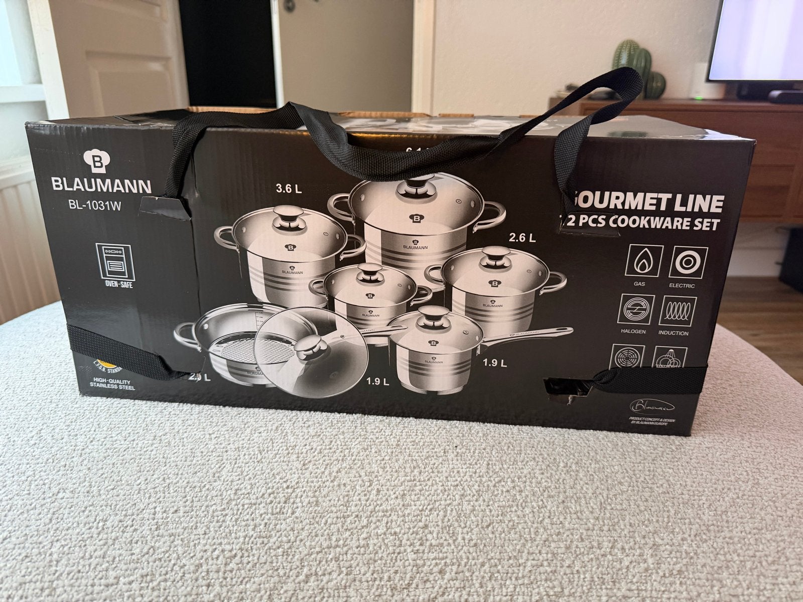 Blaumann Gourmet Line 12-delige pannenset, Nieuw, Pannenset, Ophalen of Verzenden, Rvs