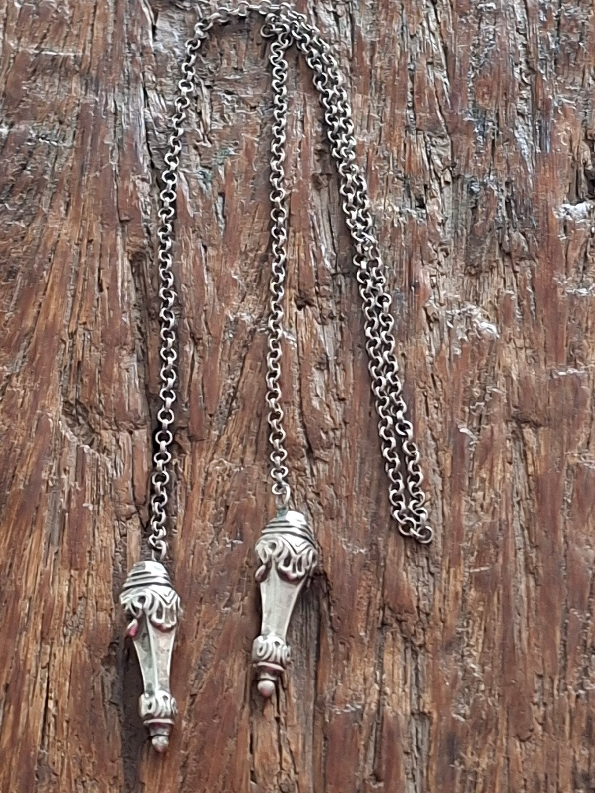 Antieke Zilveren Breipen-beschermers met Jasseronketting, Ophalen of Verzenden, Zilver