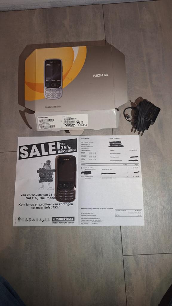 Nokia 6303 classic met bon doos, Ophalen of Verzenden, Zwart