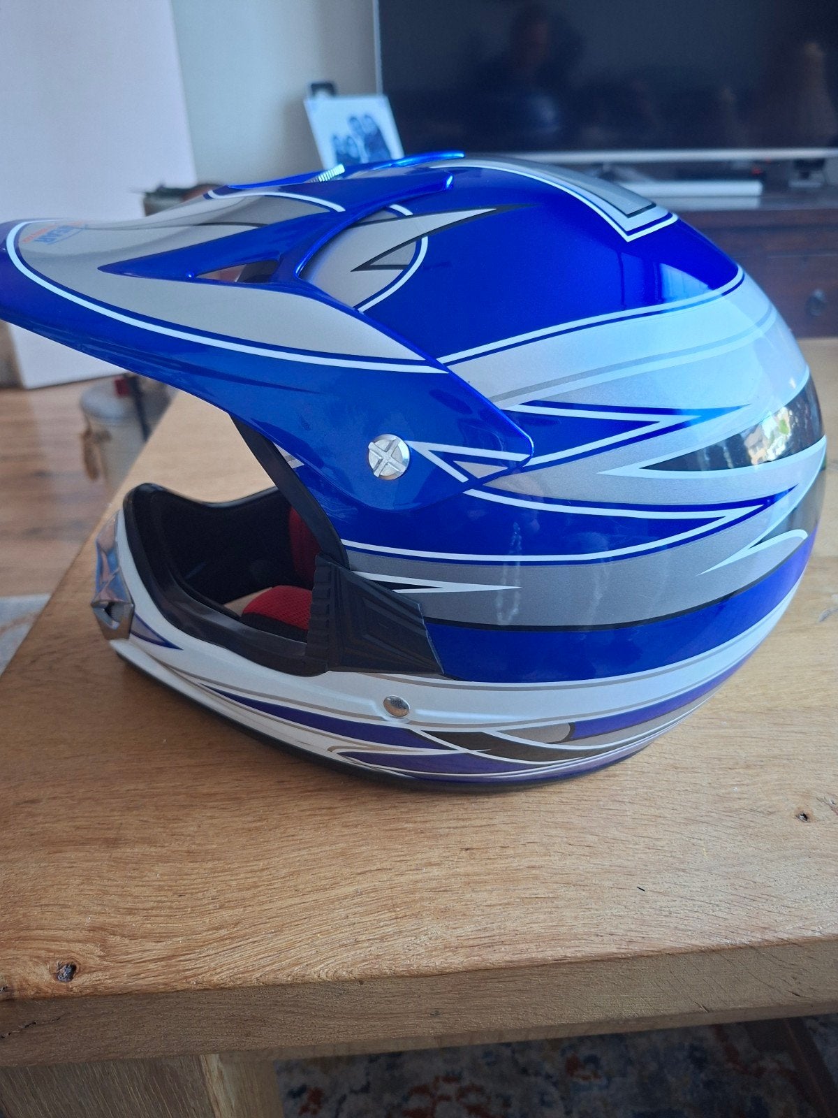 ProtectWEAR Offroadhelm - Blauw/Zilver - Maat M (51-52), Overige merken, M, Ophalen of Verzenden, Tweedehands