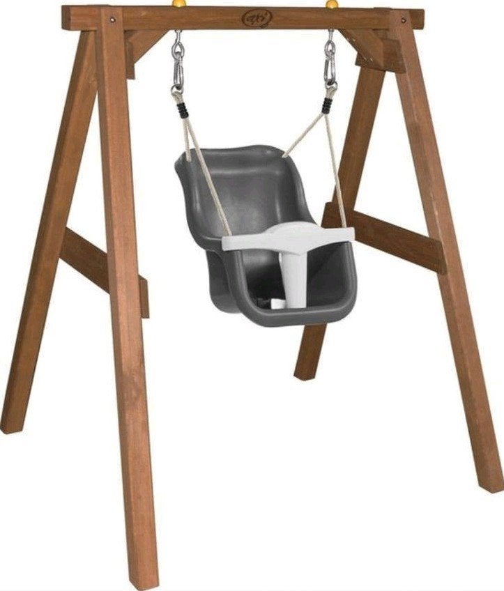 Axi Baby Schommel met Zitje - Bruin Hout, Grijs/Wit Zitje, Ophalen of Verzenden, Nieuw, Schommel